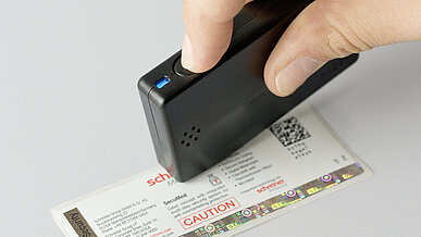 LaserSecure is a hidden anti-counterfeiting feature that can be read with the LED reader.
